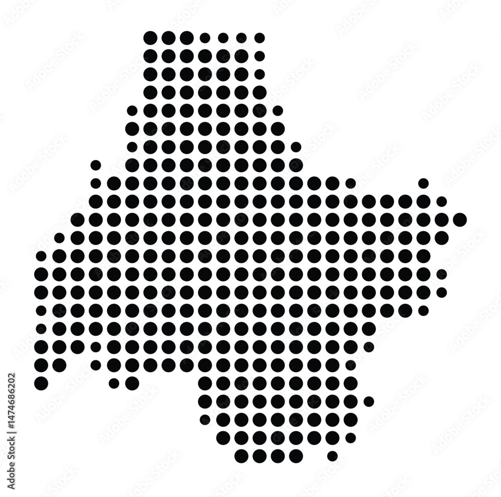 Symbol Map of the city Welver (Nordrhein-Westfalen, Germany) showing the city with a pattern of just a few black dots