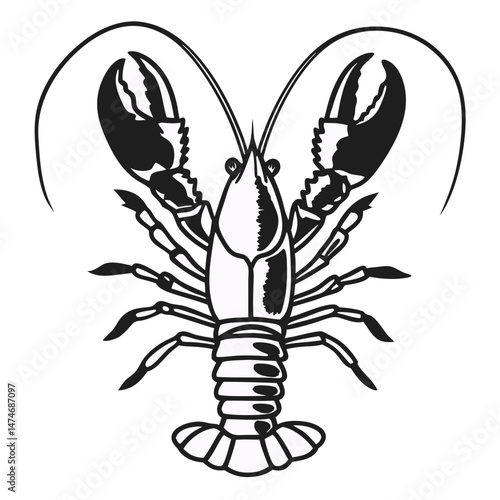 Lobster Silhouette Icon – Black Outline Vector on Transparent Background

