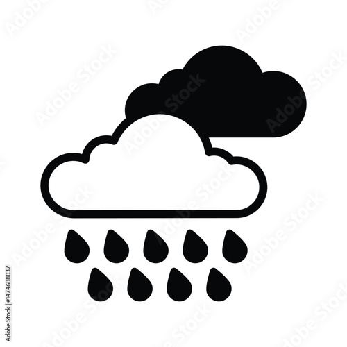 Take a look at this unique icon of rainy weather in modern style