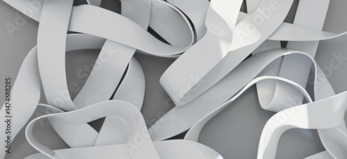 Sleek, modern background image featuring interwoven white ribbons. Ideal for minimalist designs.