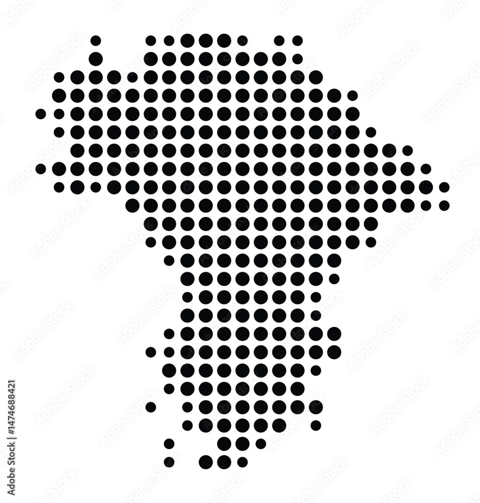 Symbol Map of the city Eichenzell (Hessen, Germany) showing the city with a pattern of just a few black dots