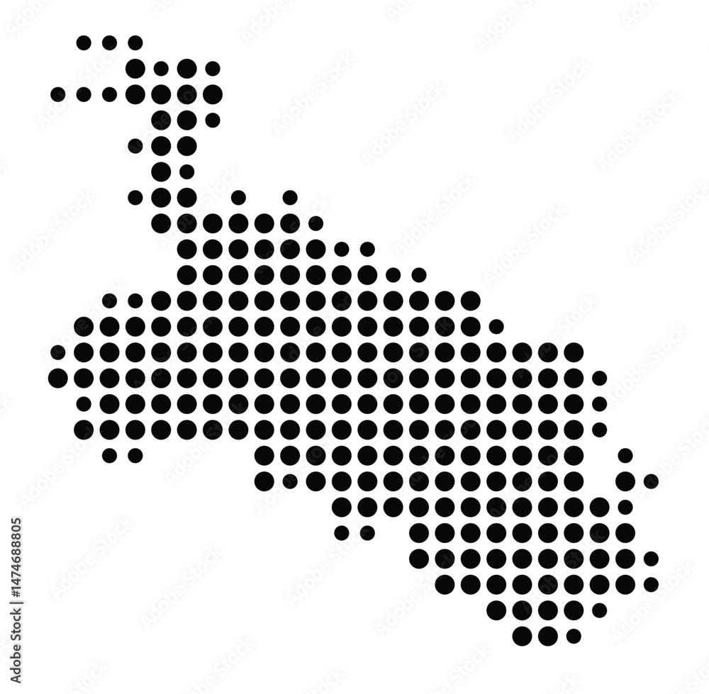 Symbol Map of the city Eschwege (Hessen, Germany) showing the city with a pattern of just a few black dots