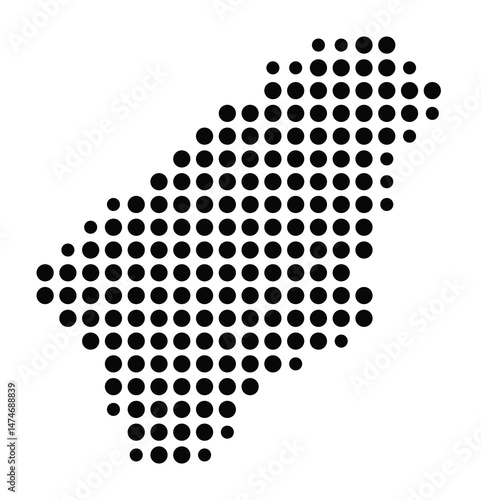 Symbol Map of the city Flörsheim am Main (Hessen, Germany) showing the city with a pattern of just a few black dots