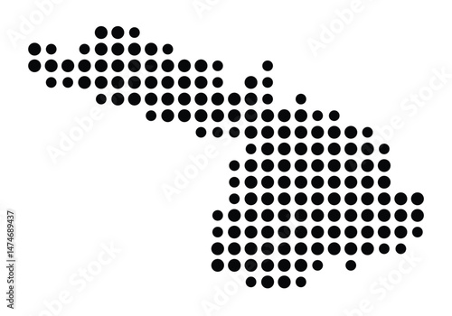 Symbol Map of the city Groß-Zimmern (Hessen, Germany) showing the city with a pattern of just a few black dots