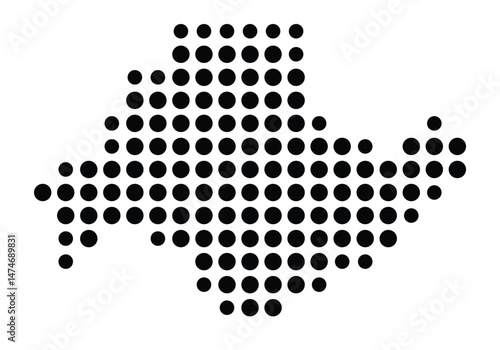 Symbol Map of the city Heusenstamm (Hessen, Germany) showing the city with a pattern of just a few black dots