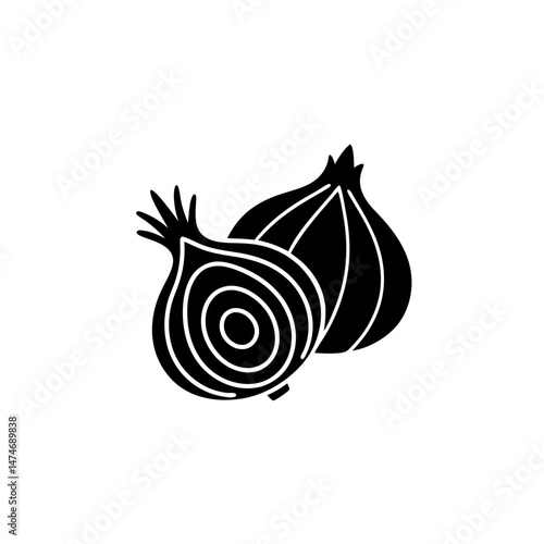 creative details Outline silhouette onion icon Vector Illustration