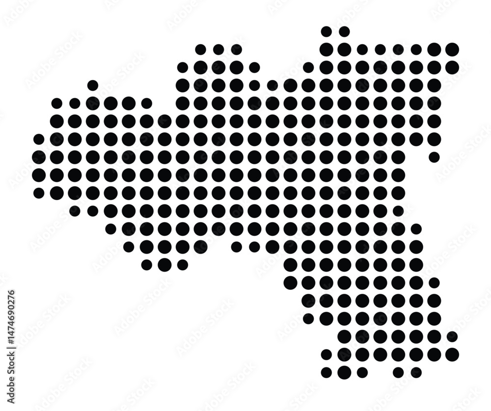 Symbol Map of the city Karben (Hessen, Germany) showing the city with a pattern of just a few black dots