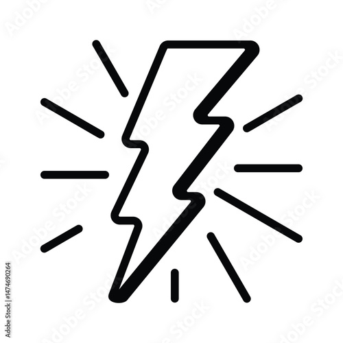 A bold lightning bolt, symbolizing stormy weather or electricity.