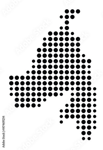 Symbol Map of the city Lorsch (Hessen, Germany) showing the city with a pattern of just a few black dots