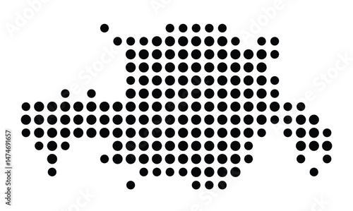 Symbol Map of the city Neuhof (Hessen, Germany) showing the city with a pattern of just a few black dots