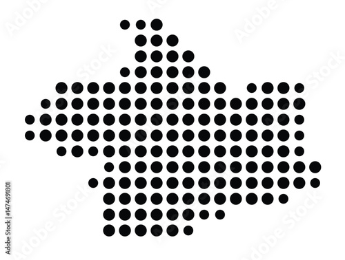 Symbol Map of the city Niestetal (Hessen, Germany) showing the city with a pattern of just a few black dots