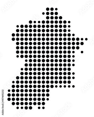 Symbol Map of the city Pohlheim (Hessen, Germany) showing the city with a pattern of just a few black dots
