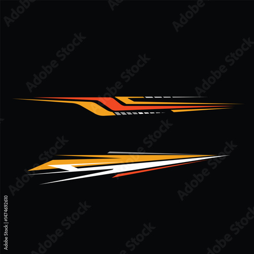 car wrapping decal template vector design. racing car body decals.
