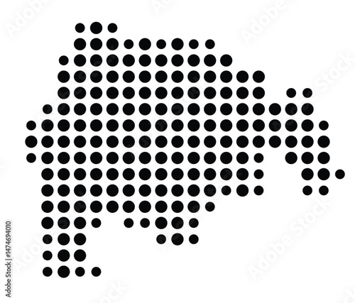 Symbol Map of the city Bobenheim-Roxheim (Rheinland-Pfalz, Germany) showing the city with a pattern of just a few black dots