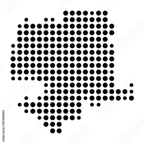 Symbol Map of the city Herxheim bei Landau_Pfalz (Rheinland-Pfalz, Germany) showing the city with a pattern of just a few black dots