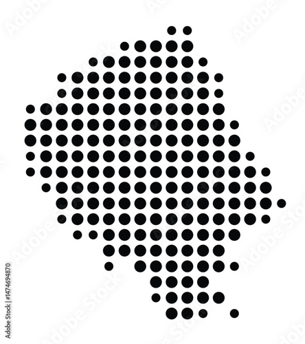 Symbol Map of the city Mutterstadt (Rheinland-Pfalz, Germany) showing the city with a pattern of just a few black dots