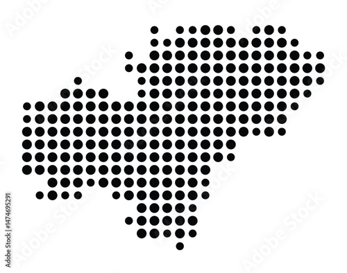 Symbol Map of the city Ammerbuch (Baden-Württemberg, Germany) showing the city with a pattern of just a few black dots