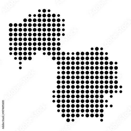 Symbol Map of the city Bad Dürrheim (Baden-Württemberg, Germany) showing the city with a pattern of just a few black dots
