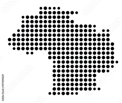 Symbol Map of the city Brackenheim (Baden-Württemberg, Germany) showing the city with a pattern of just a few black dots