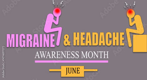 National Migraine and headache awareness month Vector illustration