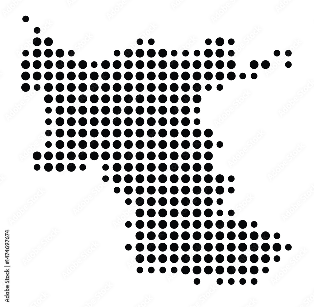 Symbol Map of the city Eppingen (Baden-Württemberg, Germany) showing the city with a pattern of just a few black dots