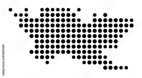 Symbol Map of the city Ettenheim (Baden-Württemberg, Germany) showing the city with a pattern of just a few black dots