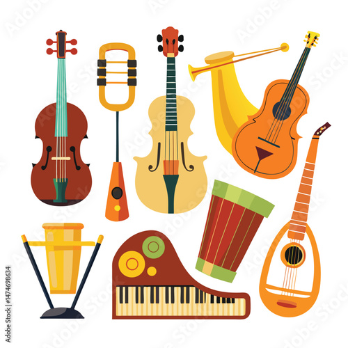 Six instrumental  instrument isolated on white background