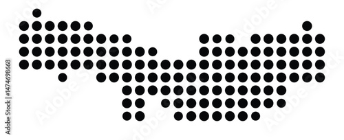 Symbol Map of the city Hemsbach (Baden-Württemberg, Germany) showing the city with a pattern of just a few black dots