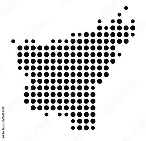 Symbol Map of the city Heubach (Baden-Württemberg, Germany) showing the city with a pattern of just a few black dots