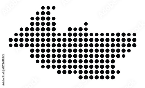 Symbol Map of the city Hockenheim (Baden-Württemberg, Germany) showing the city with a pattern of just a few black dots