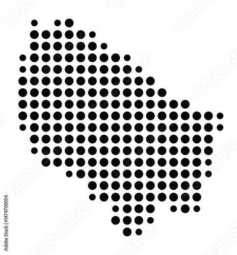 Symbol Map of the city Linkenheim-Hochstetten (Baden-Württemberg, Germany) showing the city with a pattern of just a few black dots