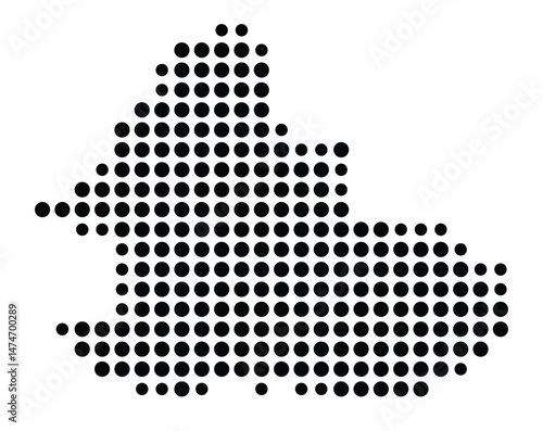 Symbol Map of the city Markgröningen (Baden-Württemberg, Germany) showing the city with a pattern of just a few black dots