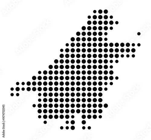 Symbol Map of the city Rheinau (Baden-Württemberg, Germany) showing the city with a pattern of just a few black dots