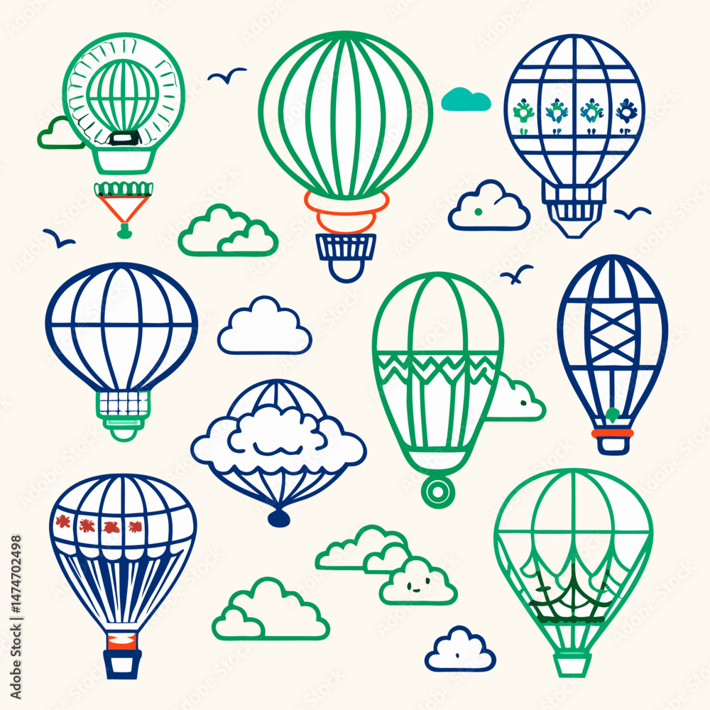 Obraz premium hot air balloon set