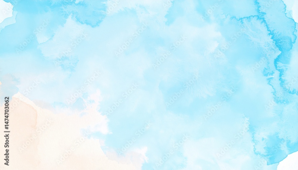 Fototapeta premium Gentle brush strokes create serene blue watercolor abstract art studio setting digital artwork calm atmosphere bird's eye view
