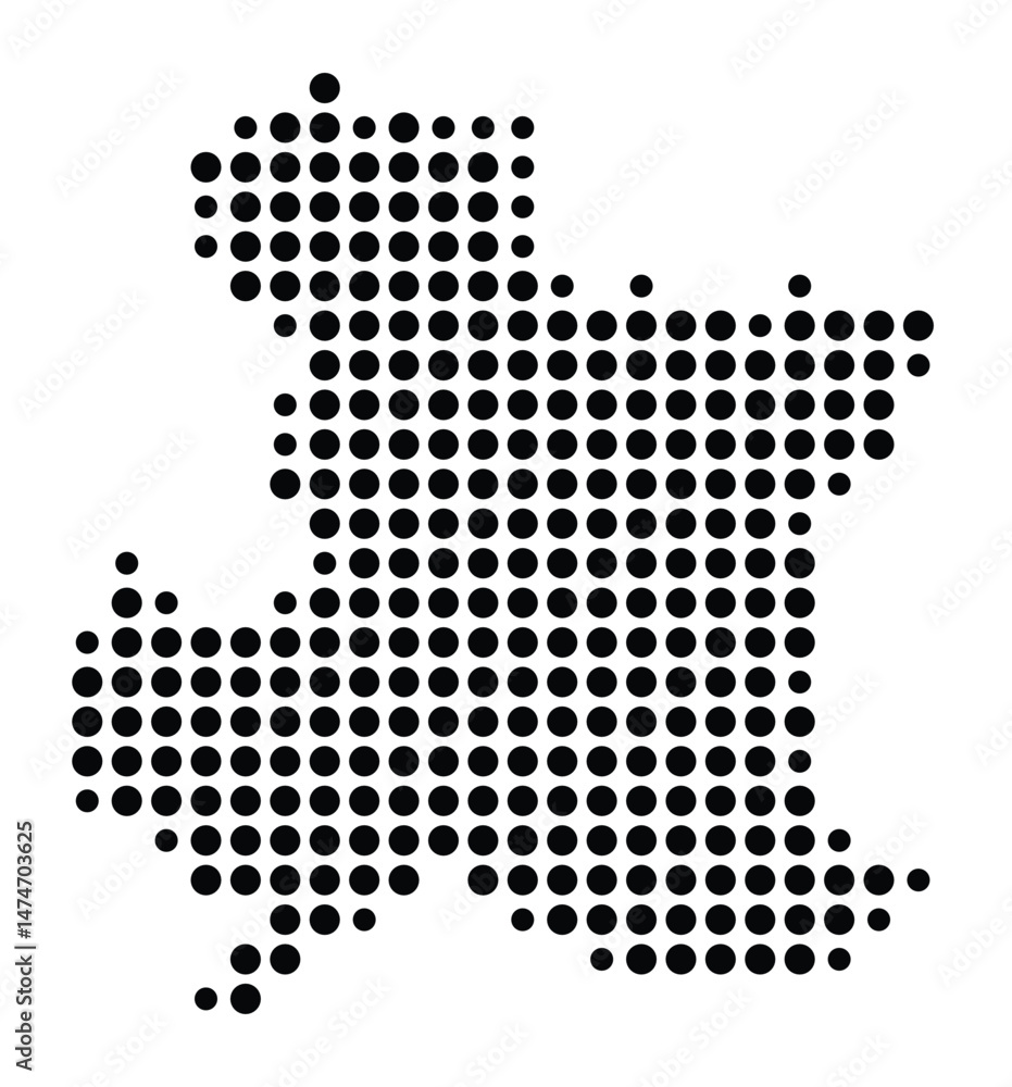 Symbol Map of the city Titisee-Neustadt (Baden-Württemberg, Germany) showing the city with a pattern of just a few black dots