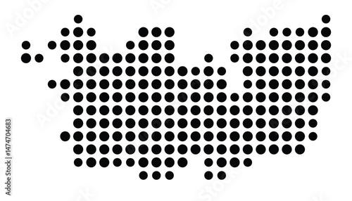 Symbol Map of the city Wertheim (Baden-Württemberg, Germany) showing the city with a pattern of just a few black dots