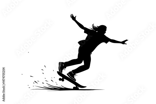 Skateboard Trick Silhouette Vector Set"