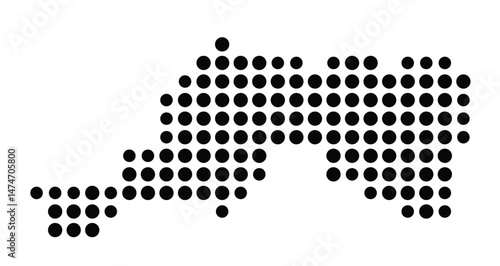 Symbol Map of the city Bobingen (Bayern, Germany) showing the city with a pattern of just a few black dots