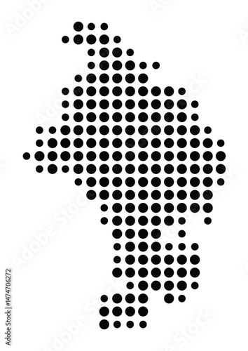 Symbol Map of the city Diedorf (Bayern, Germany) showing the city with a pattern of just a few black dots