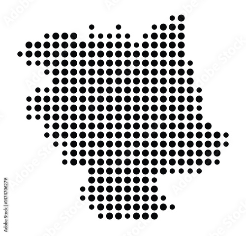 Symbol Map of the city Dießen am Ammersee (Bayern, Germany) showing the city with a pattern of just a few black dots