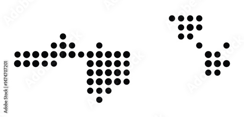 Symbol Map of the city Feucht (Bayern, Germany) showing the city with a pattern of just a few black dots