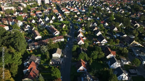 Aerial drone view of Eibach in Nuremberg-West, Germany.