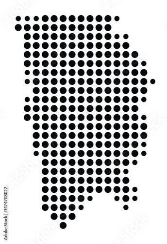 Symbol Map of the city Großostheim (Bayern, Germany) showing the city with a pattern of just a few black dots