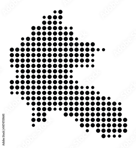Symbol Map of the city Kronach (Bayern, Germany) showing the city with a pattern of just a few black dots