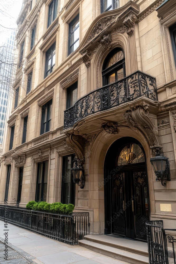Elegant historic building facade with intricate architectural details, perfect for real estate promotions, architectural design projects, or urban lifestyle imagery, Elegant historic building facade with intricate architectural details, perfect for real estate promotions, architectural design projects, or urban lifestyle imagery,