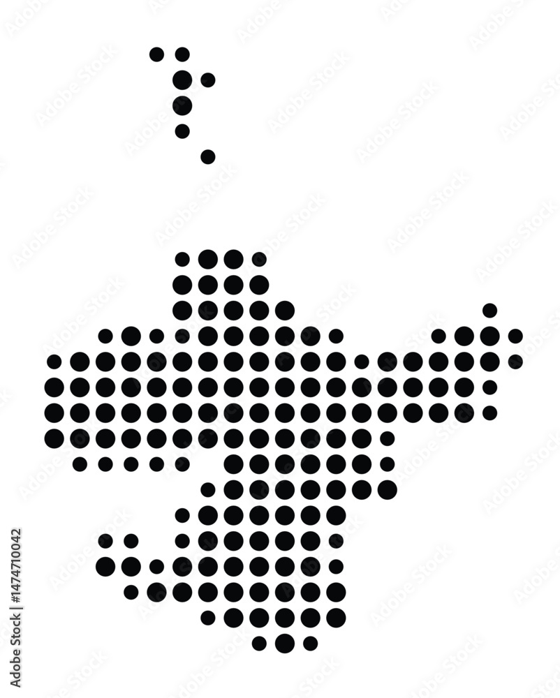 Symbol Map of the city Lohr a.Main (Bayern, Germany) showing the city with a pattern of just a few black dots Symbol Map of the city Lohr a.Main (Bayern, Germany) showing the city with a pattern of just a few black dots