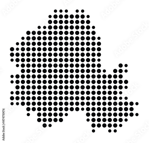 Symbol Map of the city Mindelheim (Bayern, Germany) showing the city with a pattern of just a few black dots