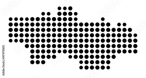 Symbol Map of the city Mering (Bayern, Germany) showing the city with a pattern of just a few black dots