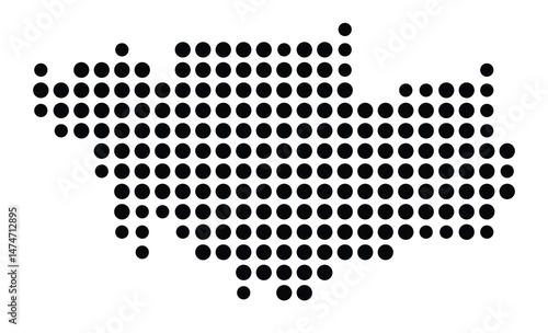 Symbol Map of the city Senden (Bayern, Germany) showing the city with a pattern of just a few black dots